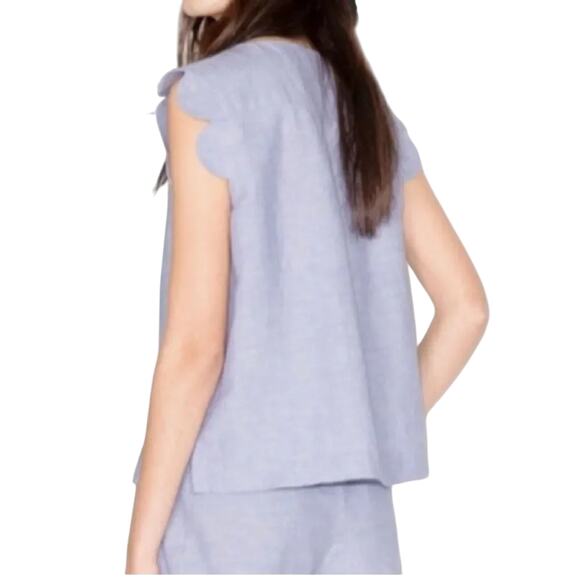 & Other Stories / Paris Atelier Linen Scalloped Blouse, Size 12 - Picture 5 of 15